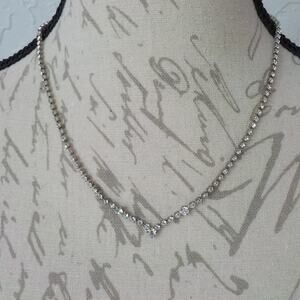 Tennis Rhinestone Box Choker Silver Necklace Fashion Jewelry 16 Length